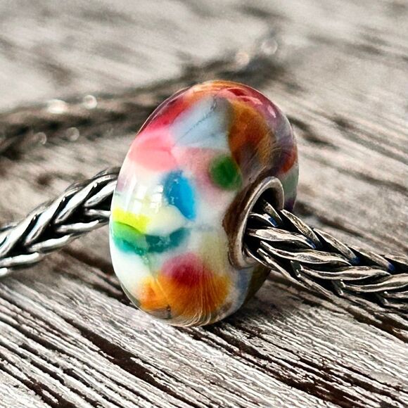 Summersday Artisan Trollbeads Style Trollstone Happy Colors Glitter Leaf NEW - Picture 9 of 10